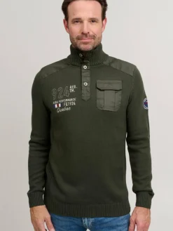 FQ1924 Sweatshirts & Sweatjacken<Herren Troyer - FQErlong grün bedruckt