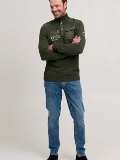 FQ1924 Sweatshirts & Sweatjacken<Herren Troyer - FQErlong grün bedruckt