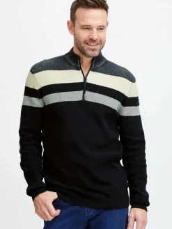 FQ1924 Pullover & Strickjacken<Herren Troyer - FQKyle blau gestreift