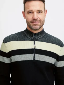 FQ1924 Pullover & Strickjacken<Herren Troyer - FQKyle blau gestreift