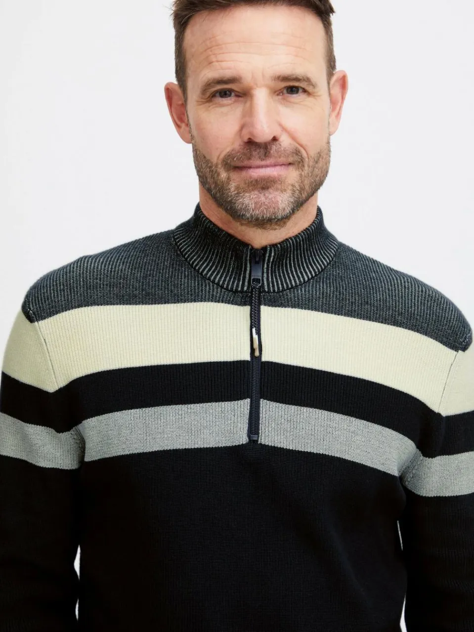 FQ1924 Pullover & Strickjacken<Herren Troyer - FQKyle blau gestreift