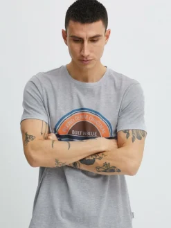 BLEND Shirts<Herren T-Shirt grau gemustert