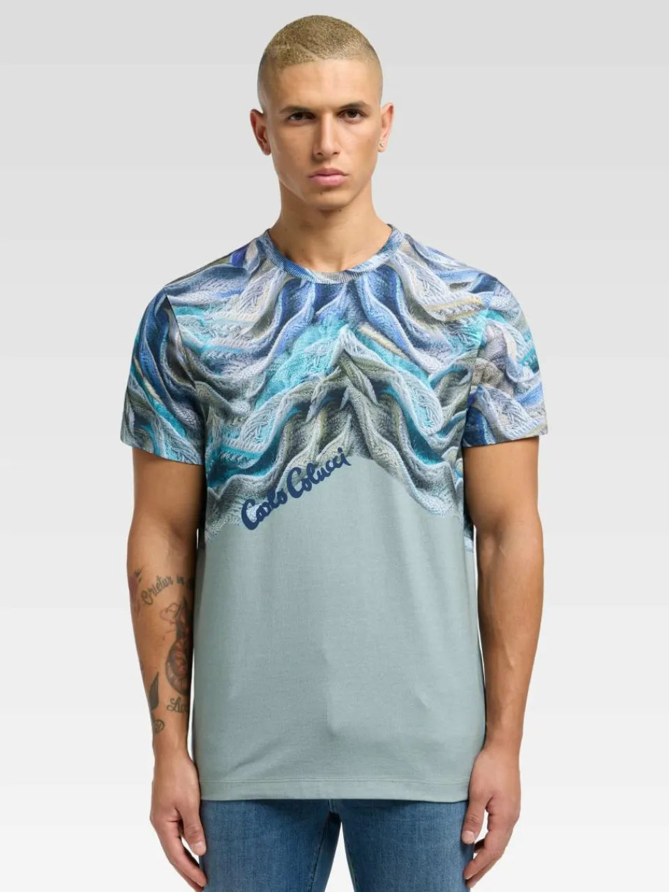 Carlo Colucci Shirts<Herren T-Shirt - Donquerque petrol bedruckt