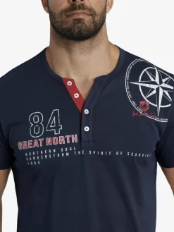 Jan Vanderstorm Shirts<Herren T-Shirt - LINDRAD blau bedruckt