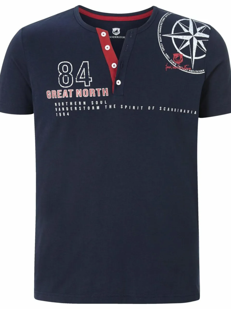 Jan Vanderstorm Shirts<Herren T-Shirt - LINDRAD blau bedruckt