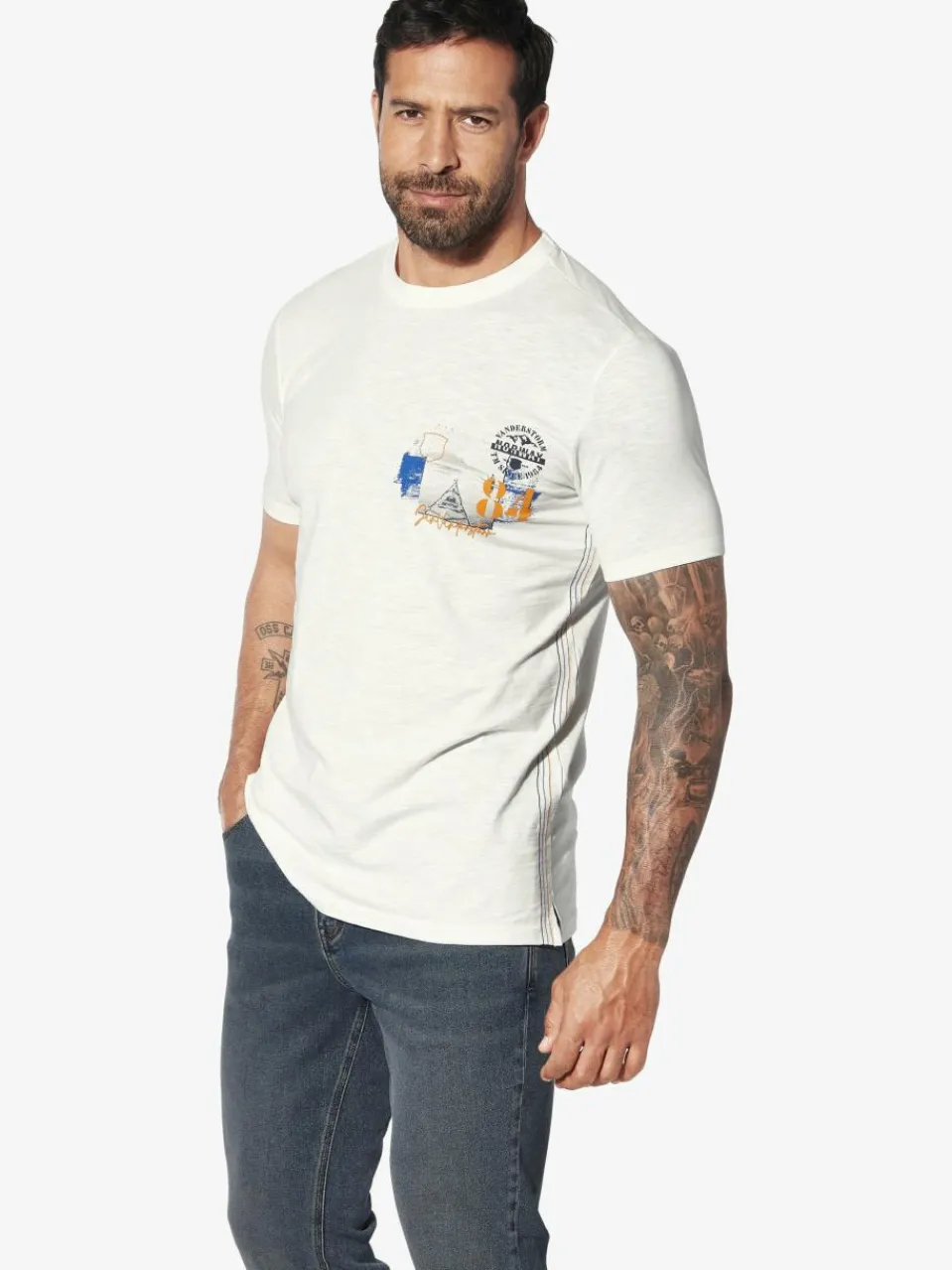 Jan Vanderstorm Shirts<Herren T-Shirt - TUPPE weiß bedruckt