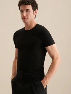 Seidensticker Shirts<Herren T-Shirt - Uni schwarz uni