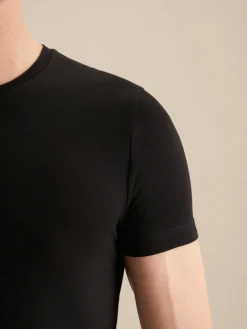 Seidensticker Shirts<Herren T-Shirt - Uni schwarz uni