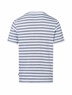 MAERZ Shirts<Herren T-Shirt mit Leinen-Anteil marine weiß gestreift