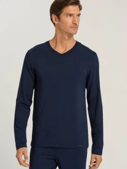 Hanro Shirts<Herren V-Shirt - Casuals marine uni