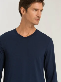 Hanro Shirts<Herren V-Shirt - Casuals marine uni