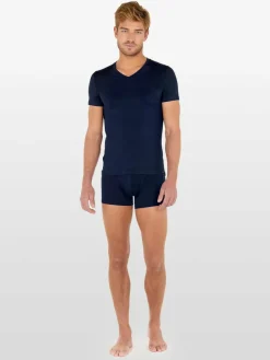 HOM Shirts<Herren V-Shirt - Tencel Soft marine uni