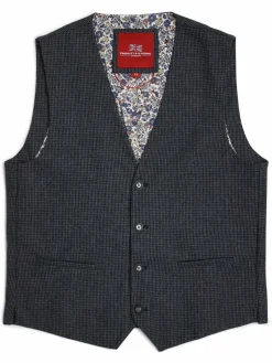 Finshley & Harding London Anzüge<Herren Weste mit Fliege und Einstecktuch marine kariert