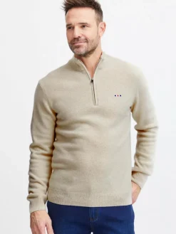 FQ1924 Sweatshirts & Sweatjacken|Pullover & Strickjacken<Herren Wollpullover - FQKyle beige uni