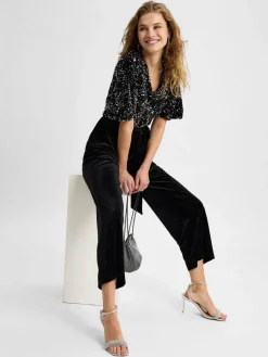 s.Oliver BLACK LABEL Hosen<Jumpsuit schwarz silber uni