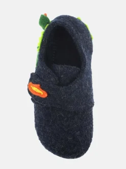 Living Kitzbühel Jungen<Jungen Hausschuh - Schurwolle blau uni