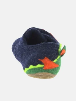 Living Kitzbühel Jungen<Jungen Hausschuh - Schurwolle blau uni