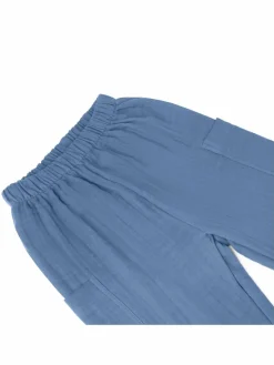 Mababu Jungen<Jungen Hose - Musselin blau uni