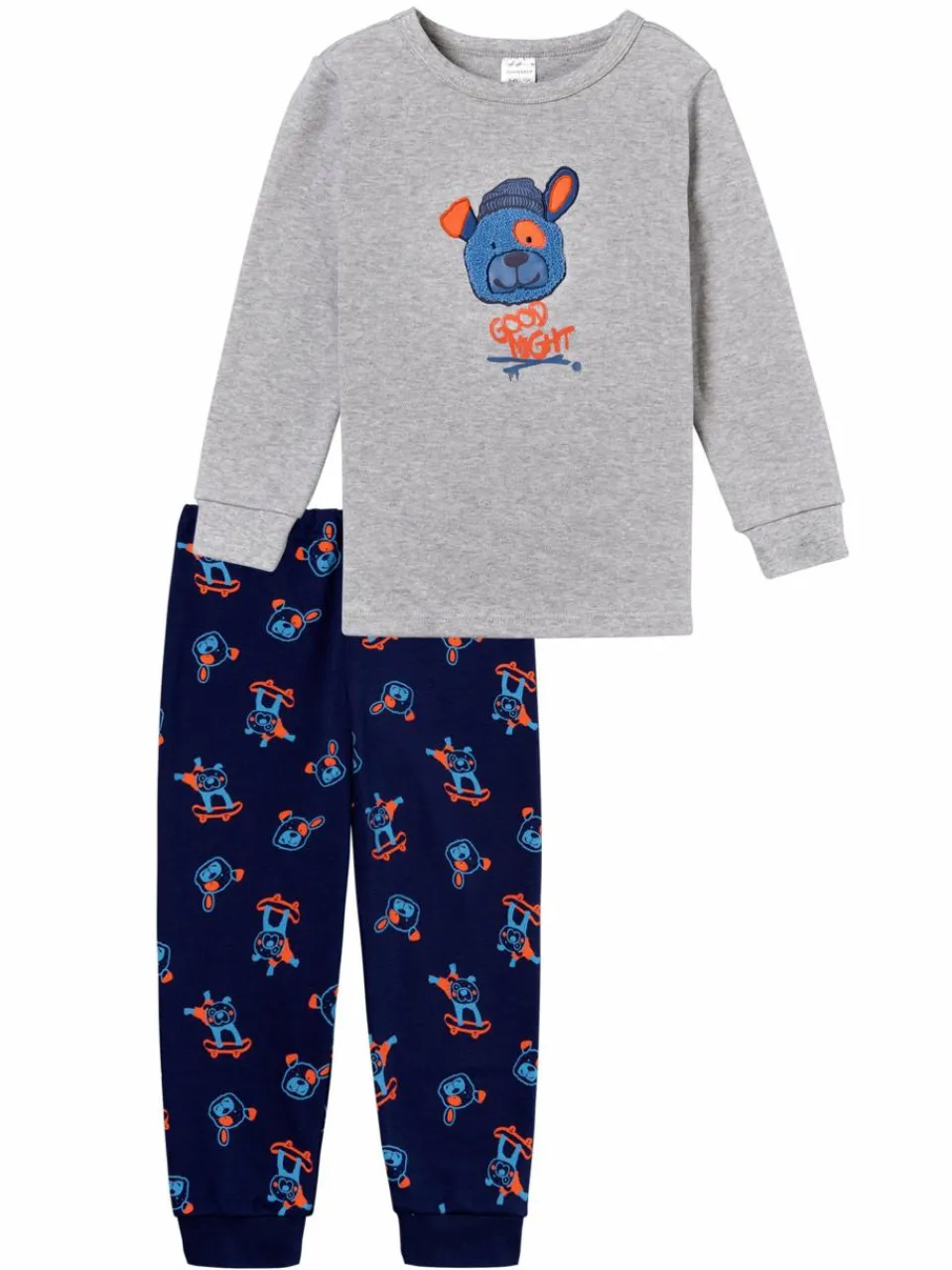 Schiesser Jungen<Jungen Pyjama - Boys World grau bedruckt