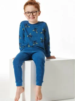 Schiesser Jungen<Jungen Pyjama - Boys World blau bedruckt