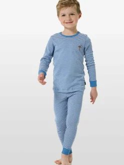Schiesser Jungen<Jungen Pyjama - Natural Love blau gestreift
