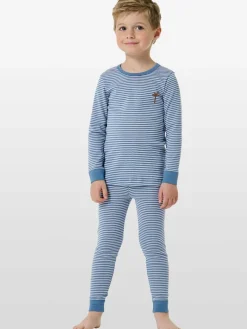 Schiesser Jungen<Jungen Pyjama - Natural Love blau gestreift