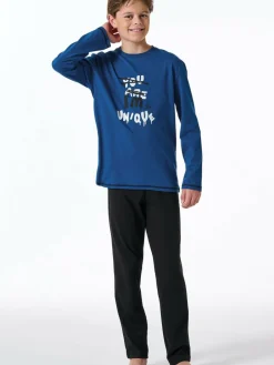 Schiesser Jungen<Jungen Pyjama - Nightwear blau bedruckt
