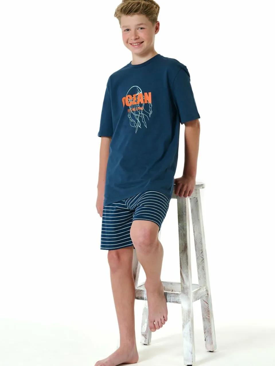 Schiesser Jungen<Jungen Pyjama - Organic Cotton blau bedruckt