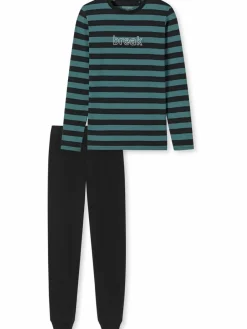 Schiesser Jungen<Jungen Schlafanzug - Original Classics grün gestreift