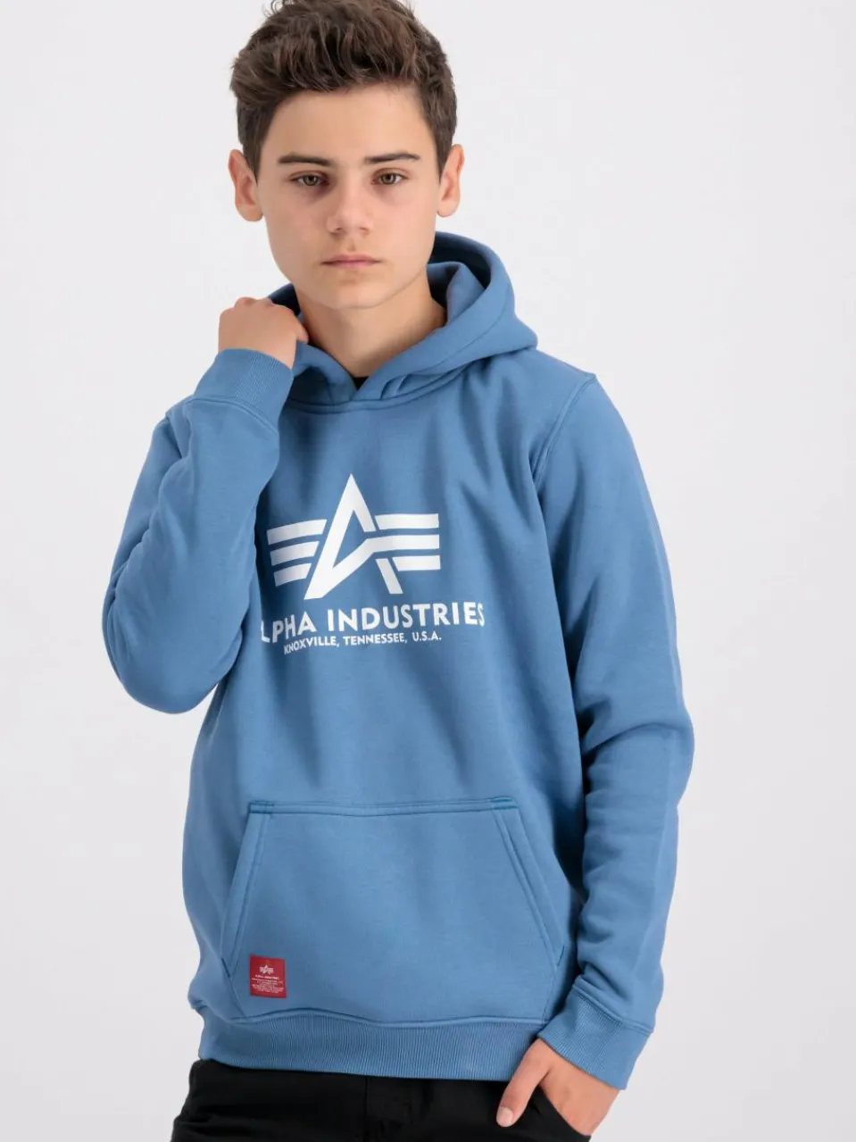 Alpha Industries Jungen<Kinder Kapuzensweatshirt blau bedruckt