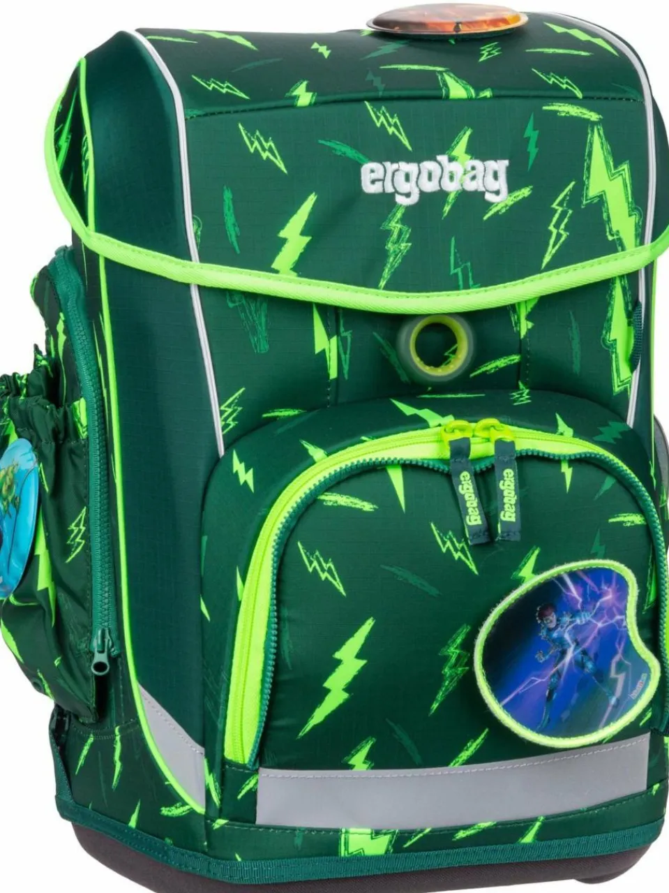 ergobag Jungen<Kinder Schulranzen - cubo light Set LUMI grün gemustert