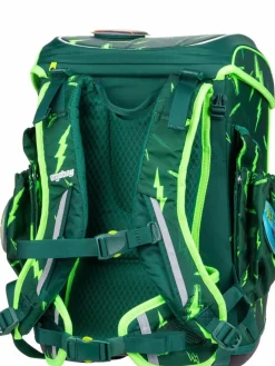 ergobag Jungen<Kinder Schulranzen - cubo light Set LUMI grün gemustert