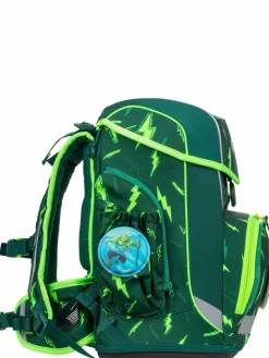 ergobag Jungen<Kinder Schulranzen - cubo light Set LUMI grün gemustert