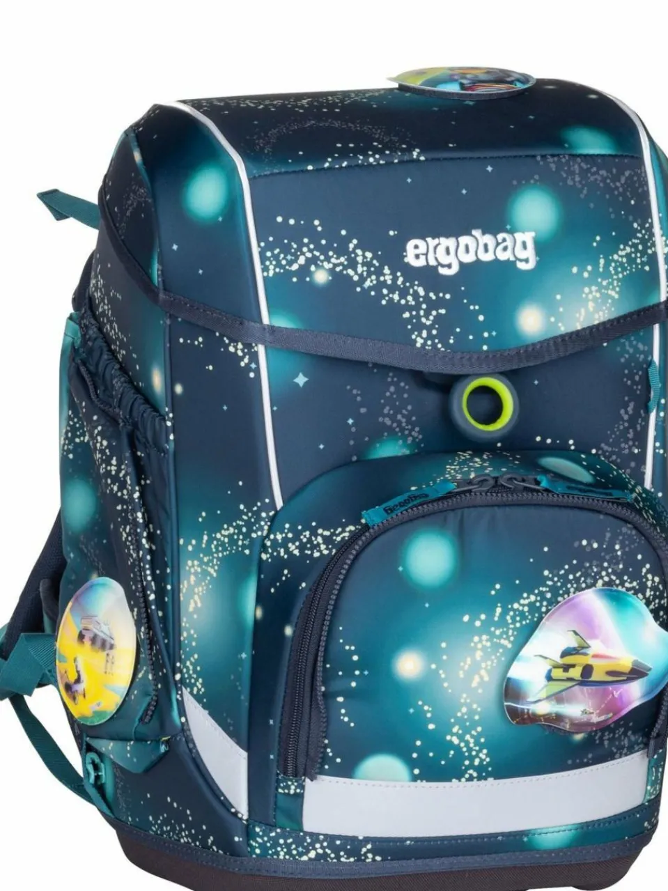 ergobag Jungen<Kinder Schulranzen - cubo Set GLOW blau gemustert