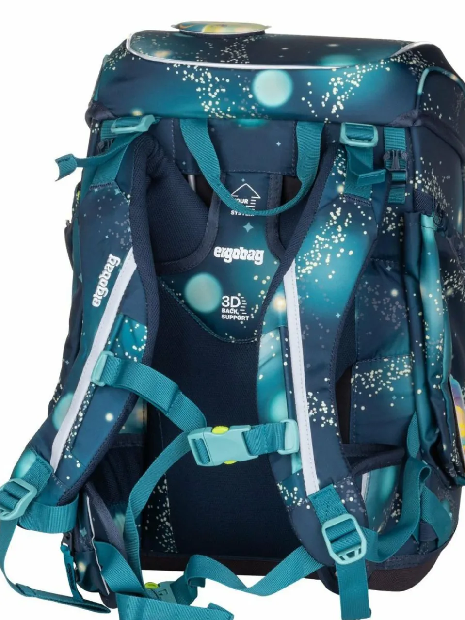 ergobag Jungen<Kinder Schulranzen - cubo Set GLOW blau gemustert