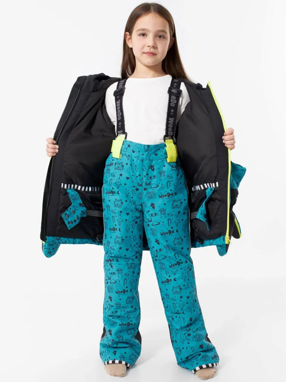 WeeDo Mädchen<Kinder Unisex Schneehose blau bedruckt