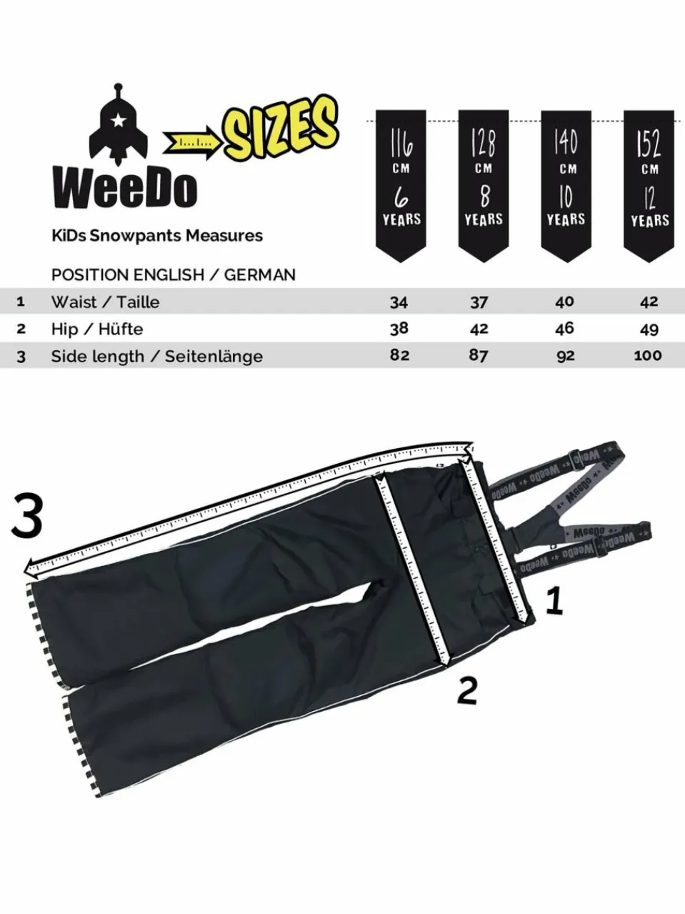 WeeDo Mädchen<Kinder Unisex Schneehose blau uni