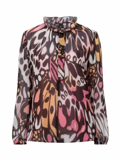 Marc Cain Collections Blusen<Marc Cain - Damen Blusenshirt schoko rosa gemustert