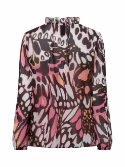 Marc Cain Collections Blusen<Marc Cain - Damen Blusenshirt schoko rosa gemustert