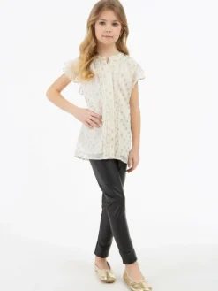 Faina Mädchen<Mädchen Bluse weiß gepunktet