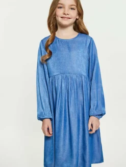 Dreimaster Mädchen<Mädchen (Kids) Kleid blau uni