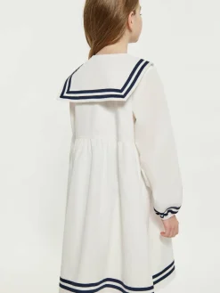 Dreimaster Mädchen<Mädchen (Kids) Kleid weiß uni