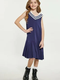 Dreimaster Mädchen<Mädchen (Kids) Kleid blau uni