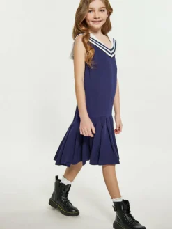 Dreimaster Mädchen<Mädchen (Kids) Kleid blau uni