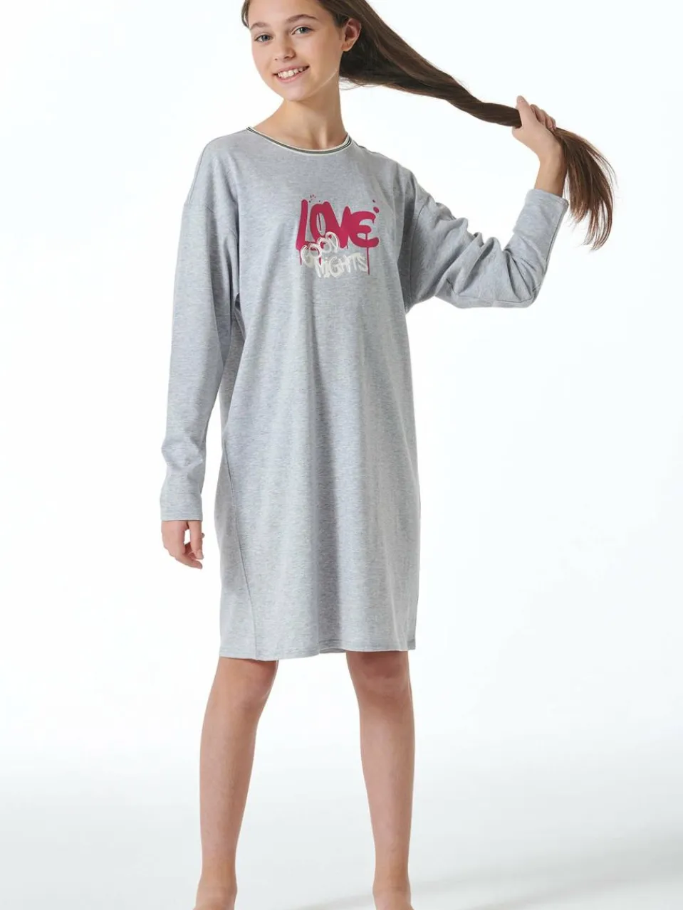 Schiesser Mädchen<Mädchen Nachthemd - Nightwear grau bedruckt