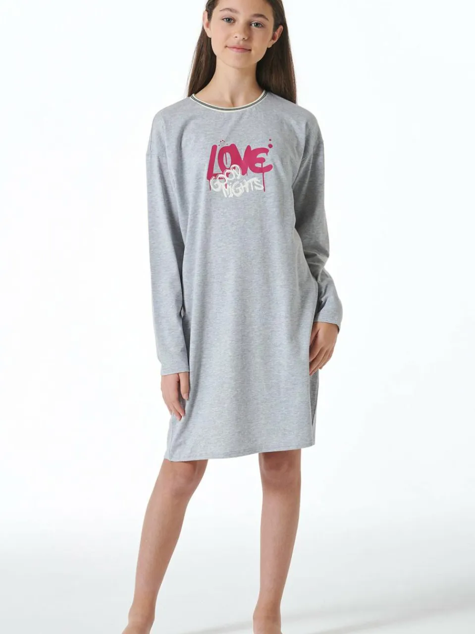 Schiesser Mädchen<Mädchen Nachthemd - Nightwear grau bedruckt