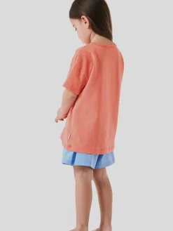 Schiesser Mädchen<Mädchen Pyjama - Girls World Organic Cotton koralle bedruckt