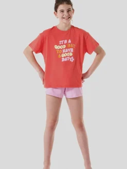 Schiesser Mädchen<Mädchen Pyjama - Organic Cotton rot bedruckt