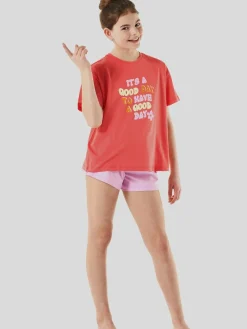 Schiesser Mädchen<Mädchen Pyjama - Organic Cotton rot bedruckt