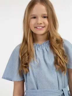 Dreimaster Mädchen<Mädchen Sommerkleid blau gestreift